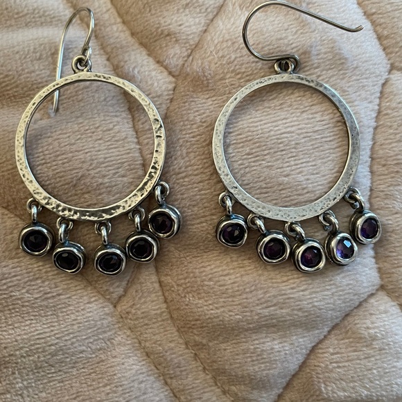 Sterling silver and amethyst earrings - Picture 2 of 8